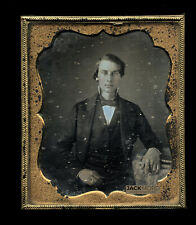 1/6 Daguerreotype Photo Handsome Young Lawyer Painted Gold Ring - Old Boston picture