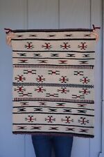 Vintage Navajo Rug - Banded Design with Crosses - White Red Green Black 28 x 21 picture