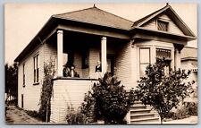 RPPC Elderly Couple, Mr & Mrs Palmes in One-Story Home w/Bay Window~Small Porch picture