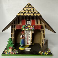 Vintage German Wooden Thermometer House Cabin picture