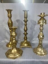 Lot Of 4 Vintage  Brass Candlesticks Square/round Base Candle Holders -H picture