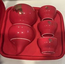 Portable Tea Set Japanese / Chinese 6 Piece Ok Family Red picture
