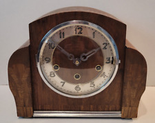 Vintage c1950’s English Art Deco Oak Cased Westminster Chiming Mantel Clock picture
