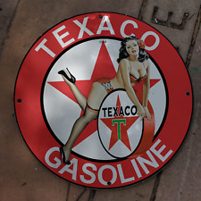 1934 TEXACO GASOLINE PORCELAIN GAS & OIL STATION GARAGE MAN CAVE SIGN picture