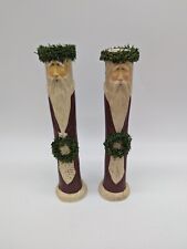 Kurt Adler Christmas Resin Tall 9 Inch Old World Santa Candle Holder Set Of 2 picture