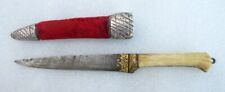 Vintage Rare Iron Blade Gold Work Bone Handle Queen's Knife Silver Work Sheath picture