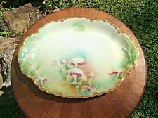 Antique Platter Hand Painted Haviland Limoges Gold w Mushrooms c1894  14 Inches picture
