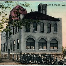 c1910s West Bend, IA 2200 School Sharp Hand Colored Litho Photo Postcard A169 picture