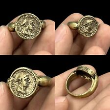 Stunning rare ancient Roman king face coin bronze ring picture
