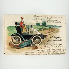Comic Motoring Sketch Postcard c1903 New Rochelle New York Raphael Tuck A3182 picture