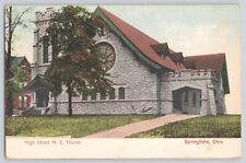 Postcard Ohio Springfield High Street ME Church Unposted Vintage c1910 picture