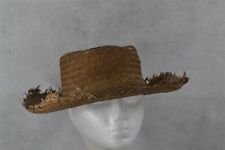 antique straw hat unisex rough worn ragged Huck Finn Scarecrown original  picture