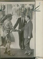 President François Mitterrand greets Captain Th... - Vintage Photograph 1643461 picture