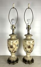 Vintage Pair Cased Glass Ginger Jar Table Lamps MCM Urn Asian Chinoiserie 33