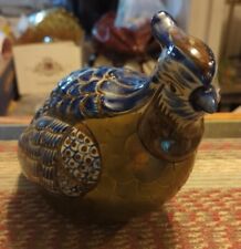 Stunning Hand Painted Stoneware Ceramic Brass Feathered Quail ART picture