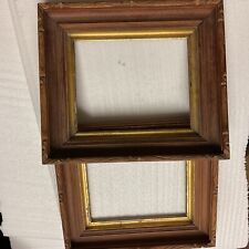 PAIR Atq Victorian Deep Well Picture Frame Walnut Gilded Carved Pic 8x10 Carved picture