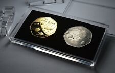 Pair of SOLAR SYSTEM Commemoratives in 50p Coin Display Case. Gold, Titanium  picture