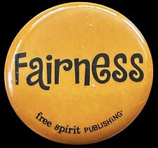 “Fairness” Vintage Pin-back Button Black & Orange 1-1/4