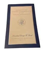 Rare VIP White House Booklet George W Bush Address Commemorating Holocaust picture