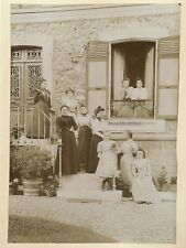 France Family Home Women Fashion c1895 Two Photos Vintage Albumin picture