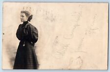 Austin Minnesota MN Postcard RPPC Photo Pretty Girl Curly Hair With Bow 1907 picture