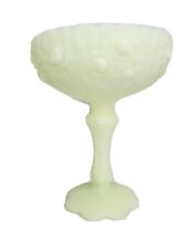 Fenton Rose Custard Glass Compote Dish Pedestal TALL Vintage  picture