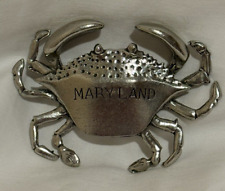 Vintage Collectible Huge Nice Kirk Solid Pewter Blue Crab Engraved MARYLAND picture