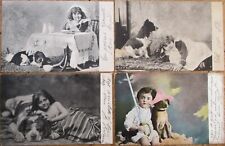 Dog and Children 1905 French Fantasy Postcard Group of Four, Postally Used picture