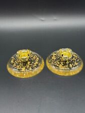 Pair of Vintage MCM Clear With Gold Flecks Lucite Candle Holders picture