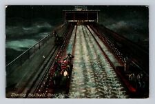 Coney Island NY-New York, Shooting the Chutes at Night, Vintage c1912 Postcard picture