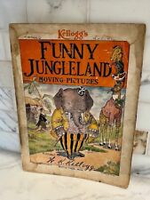 1909 Kellogg's Funny Jungleland Moving Pictures Kids Book w/ Flip Page Strips picture