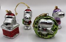 4 Vintage Mini Ceramic Metallic Ornaments Peanuts Snoopy  1.5” Kurt S Adler picture