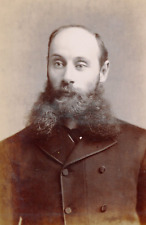 Mutton Chops Bearded Man Pea Coat Cabinet Card Photo Philadelphia Husted ca1890 picture