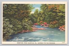 Greetings from Daleville Pa Gateway to the Poconos Linen Postcard No 5002 picture
