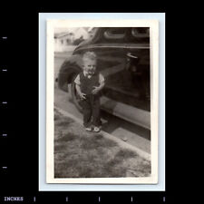 Vintage Photo BOY BY CLASSIC CAR 1949 picture