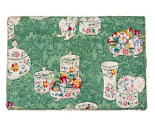 Vintage Minton Placemat Place Mat Mattes Fabric Green Tea Party 11.5x7.5” picture
