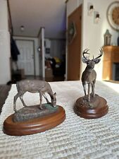 1980 Herman Deaton White Tailed Deer Sculpture Figurine Field & Stream x 2 rare picture