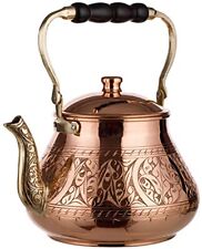Handmade Heavy Gauge 1mm Thick Natural Turkish Copper Engraved Tea Pot Kettle St picture