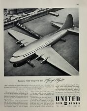 Magazine Print Ad Vintage 1942 United Airlines The Main Line Airway Military picture