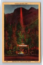 Yosemite National Park, The Fire Fall, Glacier Point, Vintage c1945 Postcard picture
