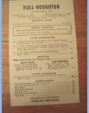 1942 vintage HULL HOUGHTON MENU restaurant LUNCH food picture