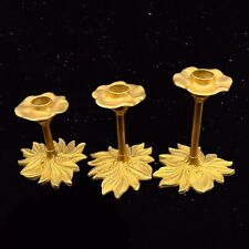 Vintage Gilde Handwerk Candle Holder 3 Pcs Metal Brass Flower Shape Holder picture