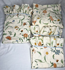 VTG Martex Full Sheets Fitted Flat 2 Pillowcases Wildflowers Floral Ruffles USA picture