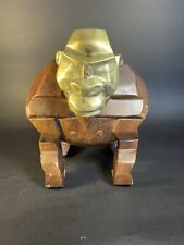 Vintage Dolbi Cashier?  Brass Wood Sculpture Gorilla Great Ape 8.5” Tall picture