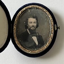 Antique Velvet Oval Cased Daguerreotype Photograph Handsome Man Great Goatee picture