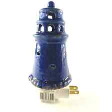 Lighthouse Night Light Ceramic Navy Blue Off On Switch Beach Nautical Ocean picture