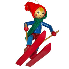 Vintage Wooden Skier Christmas Ornament  picture
