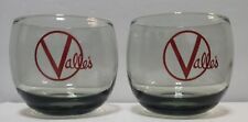 Rare Valle's Steakhouse Round Smoked Glass Set of 2 Rocks Glasses Circle V Logo picture