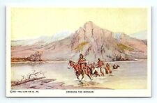 Montana CM Russell Crossing the Missouri Sketch Postcard 1952 #12   pc93 picture