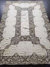 Vintage Cream Madeira Embroidered Cutwork Table Cloth 250x165cms picture